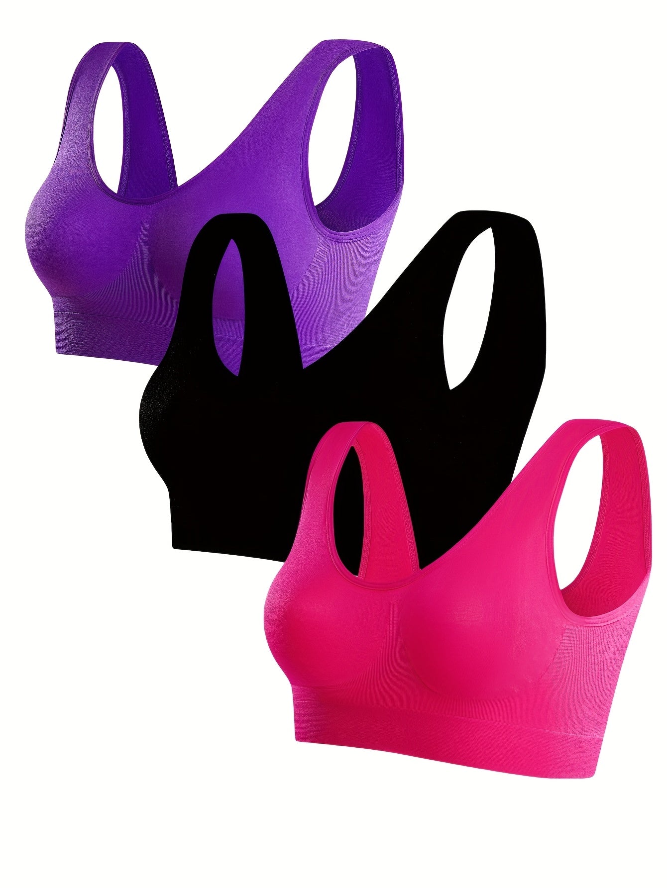 Women's Sports Bra - 3-Pack Ribbed, Soft Support – view 9
