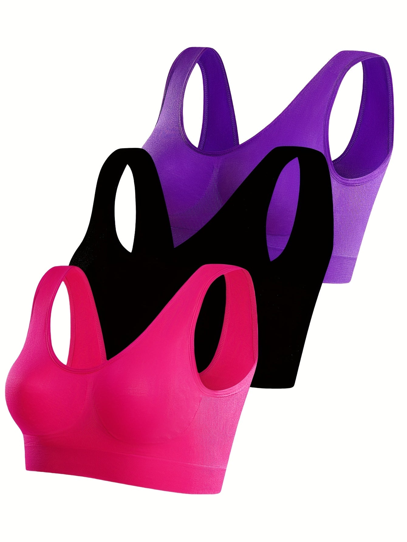 Women's Sports Bra - 3-Pack Ribbed, Soft Support – view 10