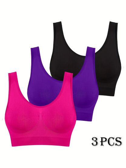 Women's Sports Bra - 3-Pack Unpadded, Light Support – main product image