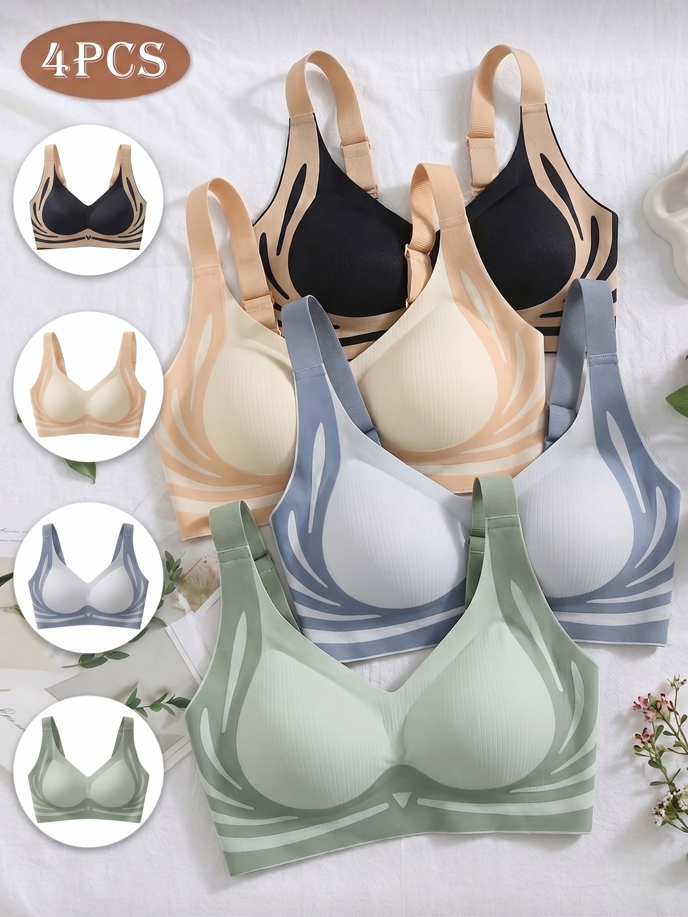 Women's Sports Bra - 4-Pack Seamless, Wireless – view 6