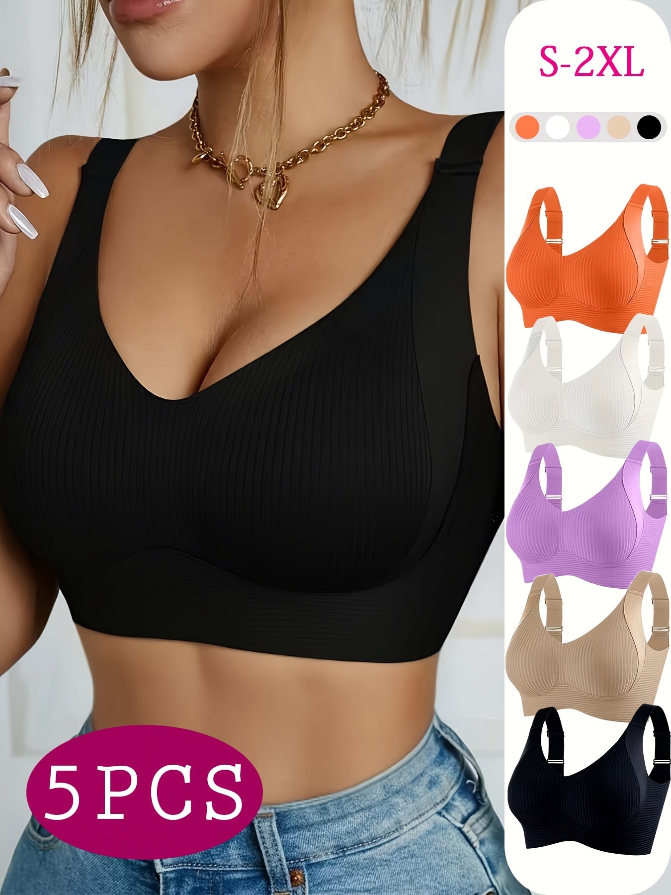 Women's Sports Bra - 5-Pack Light Support – main product image