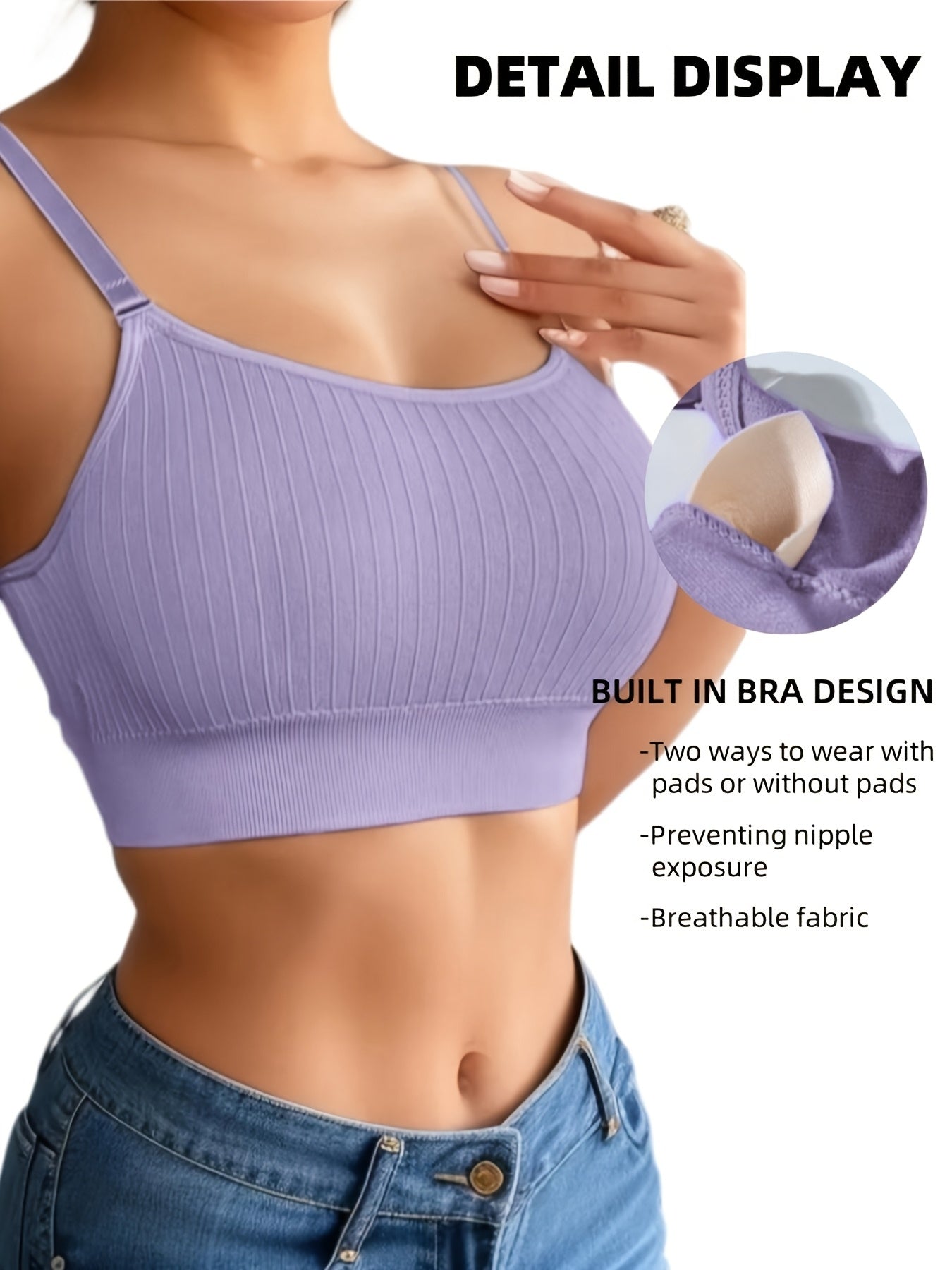 Women's Sports Bra - 6-Pack Removable Pads, Everyday Support detail view