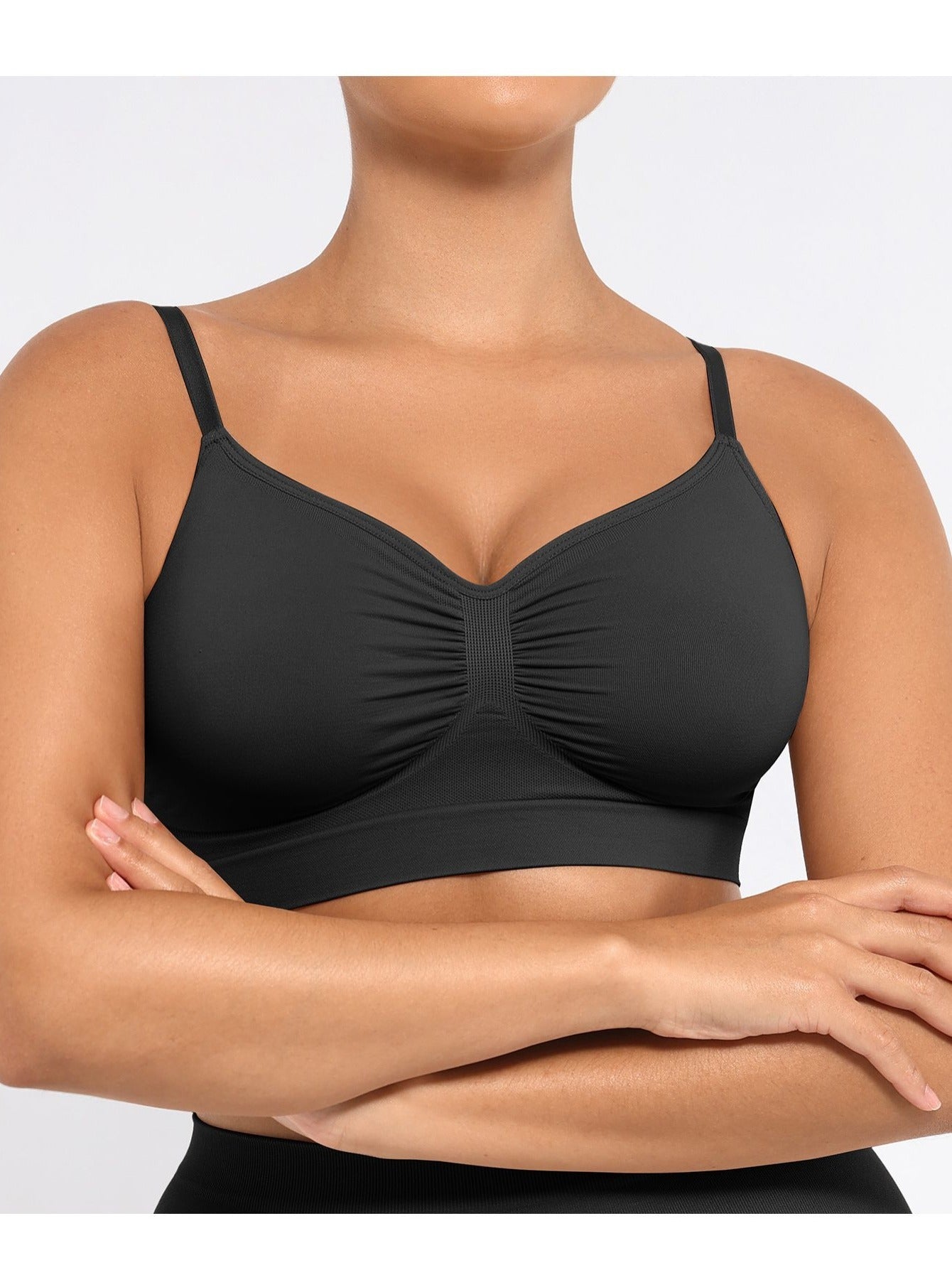 Women's Sports Bra - Seamless, Wireless – Black option – main product image