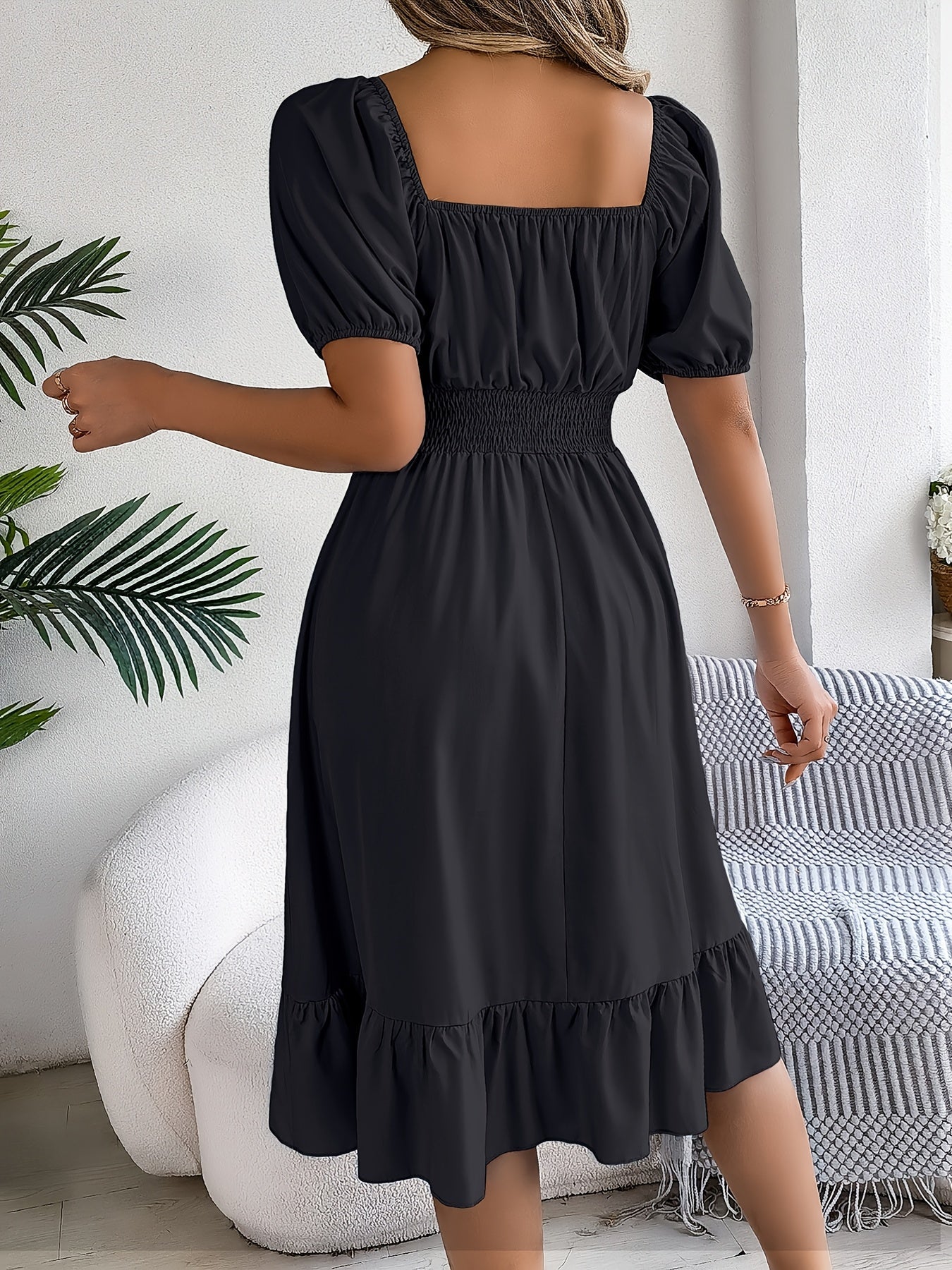 Women's Square Neck A-Line Dress detail view