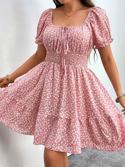 Women's Square Neck Midi Vacation Dress - Ruffle – main product image