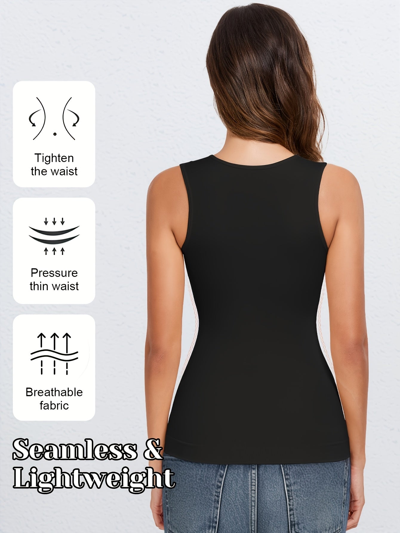 Women's Square Neck Shapewear Camisole - 2-Pack Seamless Compression Tanks detail view