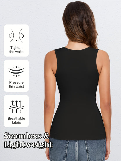 Women's Square Neck Shapewear Camisole - 2-Pack Seamless Compression Tanks detail view