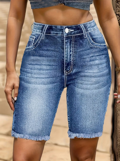 Women's Star Embroidery Denim Shorts - Slim Fit detail view