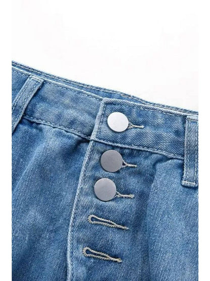 Women's Straight Leg Jeans - Blue Stretch detail view