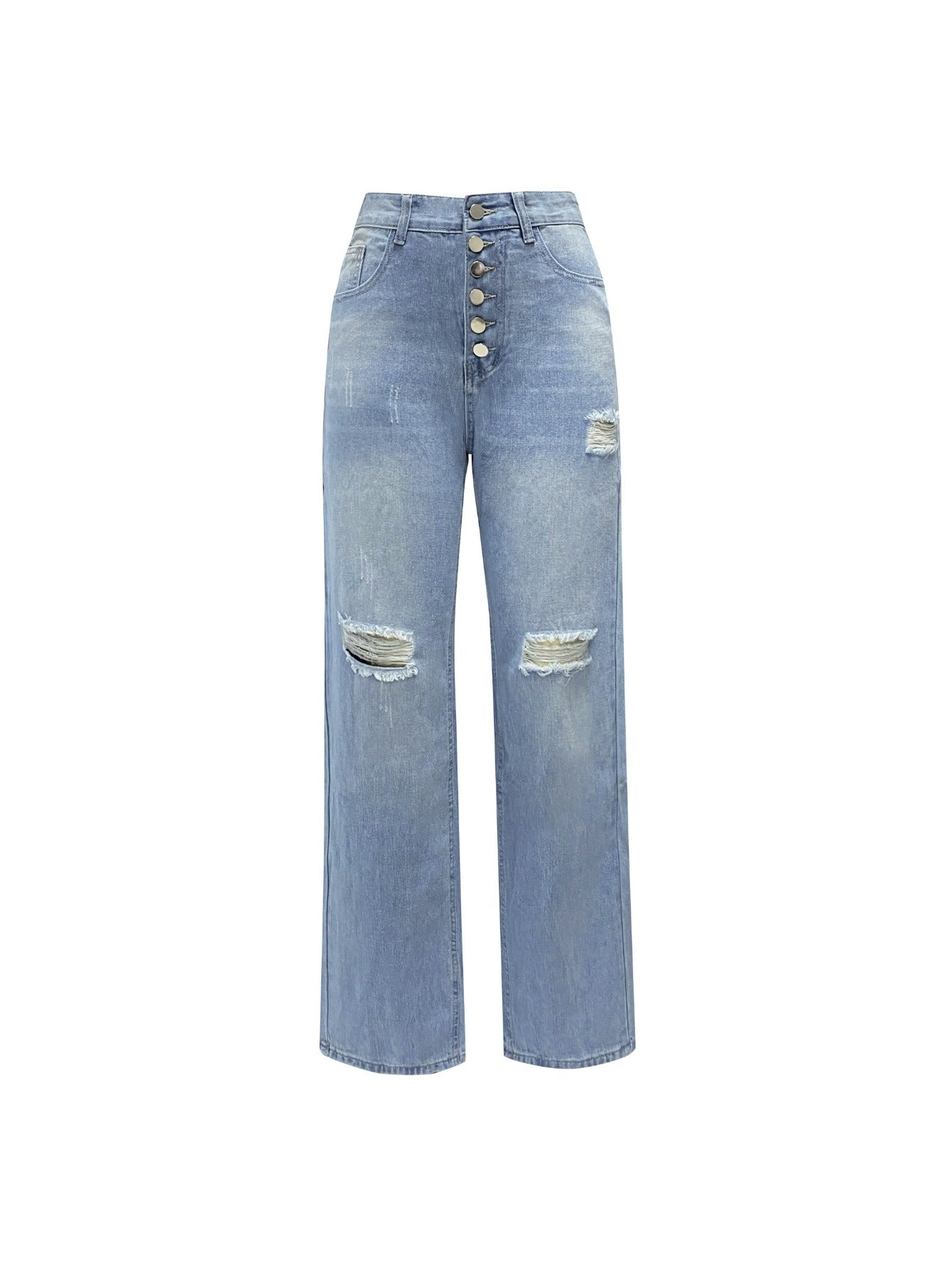 Women's Straight Leg Jeans - Blue Stretch detail view