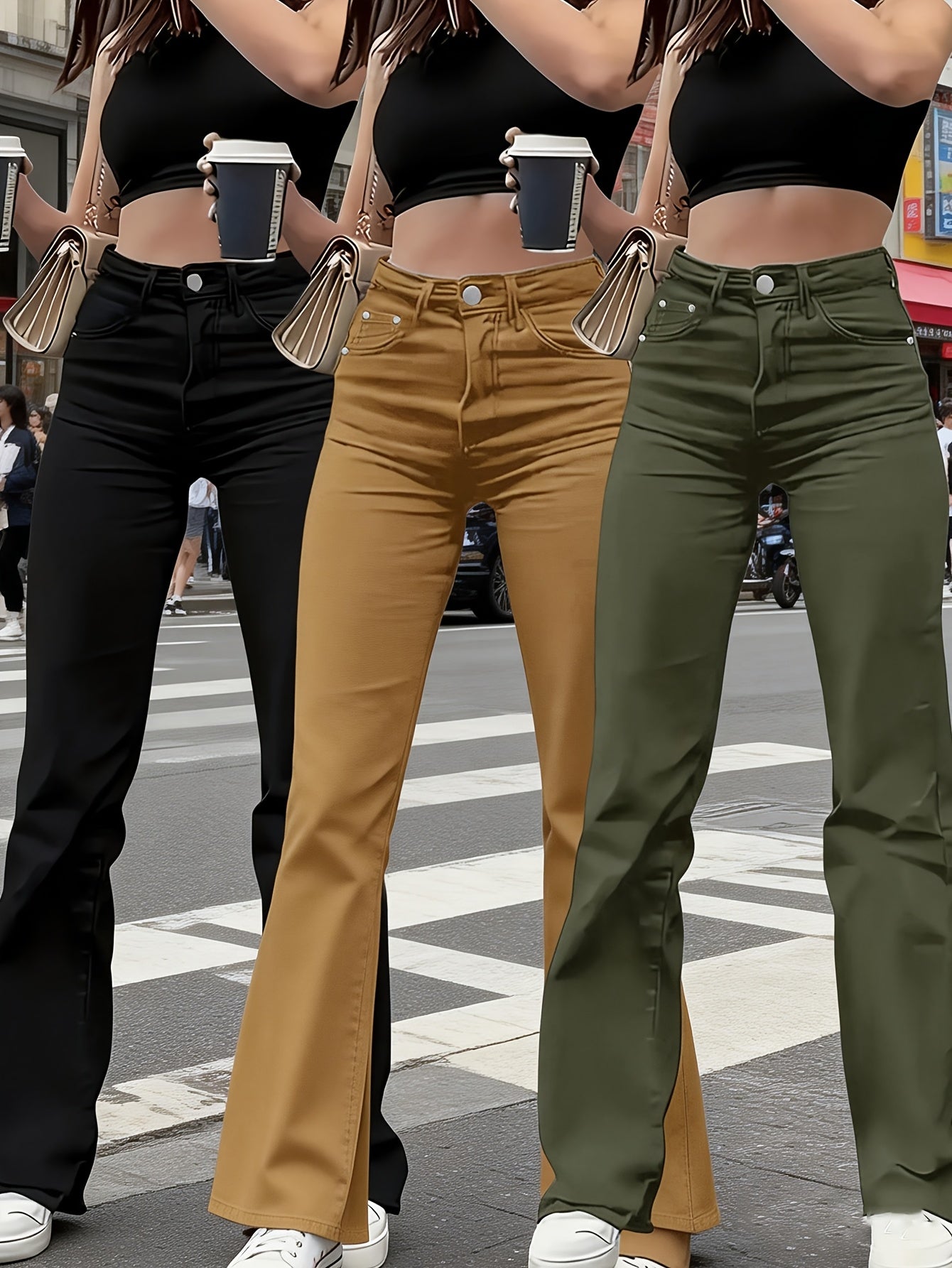 Women's Straight Leg Jeans - Fern Green Stretch – green option – main product image