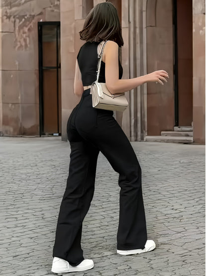 Women's Straight Leg Jeans - Fern Green Stretch detail view