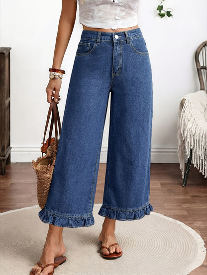 Women's Straight Leg Jeans - High Waist Relaxed Fit detail view