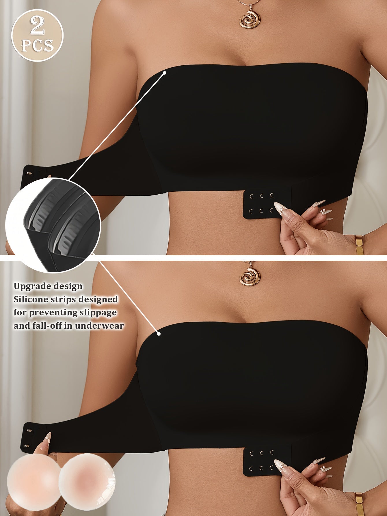 Women's Strapless Bra - Seamless Support – Black Apricot – view 2