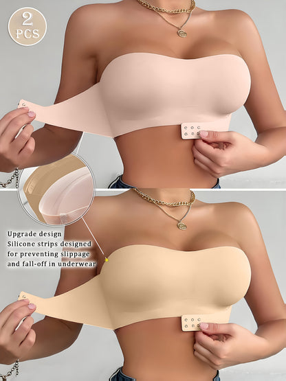 Women's Strapless Bra - Seamless Support – Black Apricot – view 3