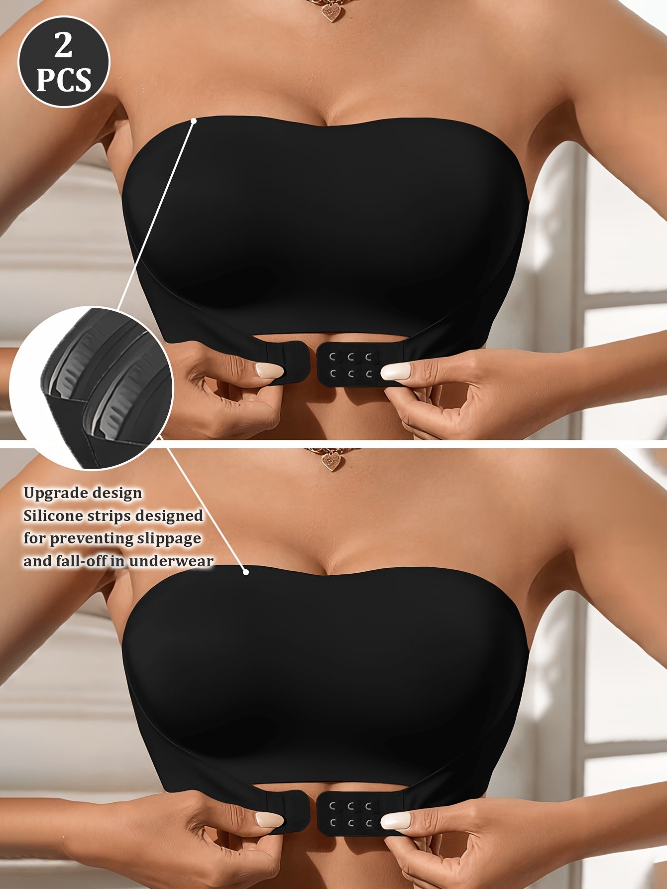 Women's Strapless Bra - Seamless Support – Black Apricot – view 5