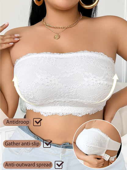 Women's Strapless Tube Top - Lace Splicing Back Buckle detail view