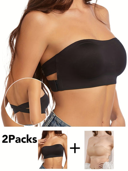 Women's Strapless Wireless Bra - 2-Pack Removable Pads, Everyday Support – view 7