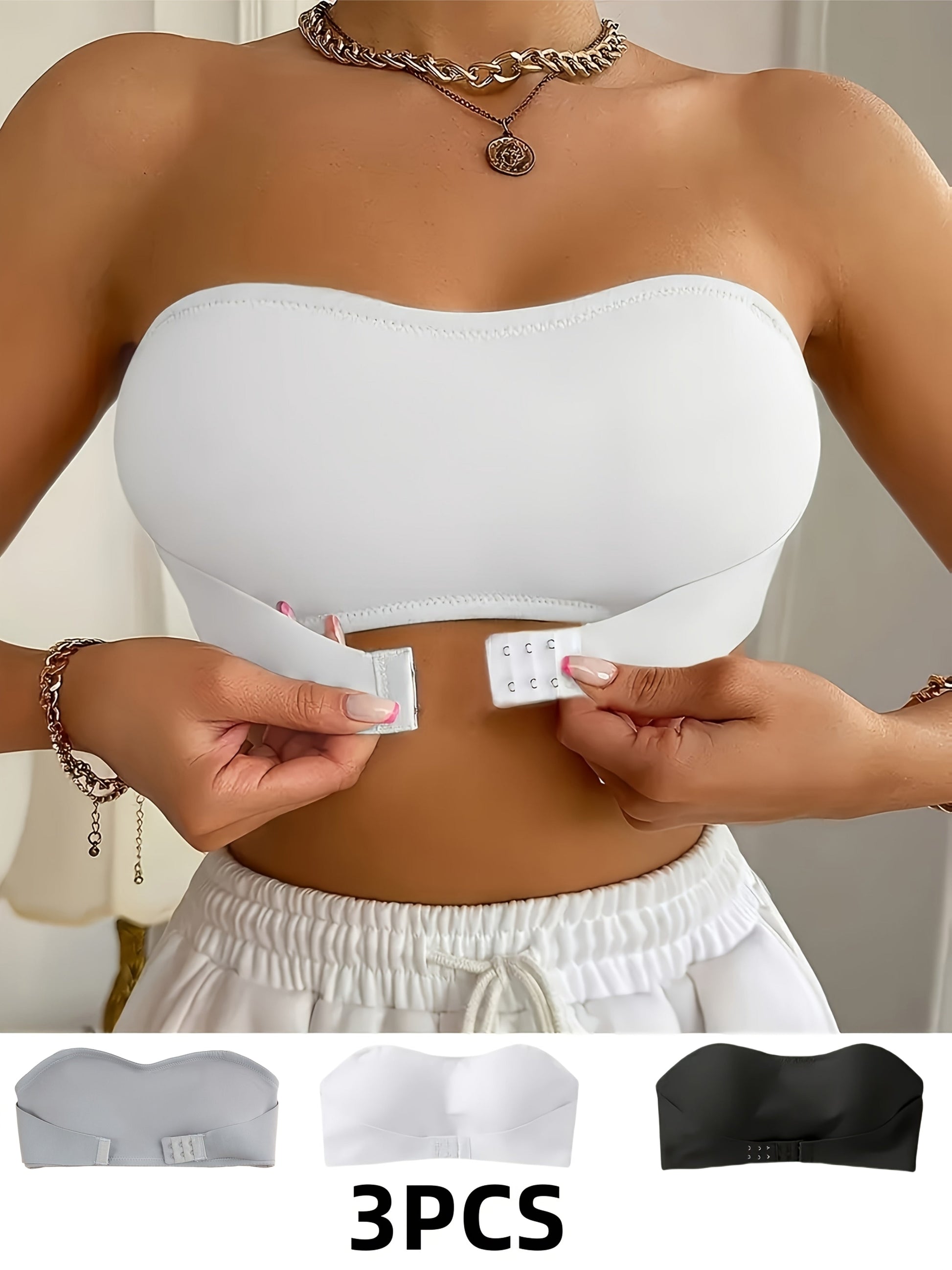 Women's Strapless Wireless Bra - 3-Pack Everyday Support – view 7