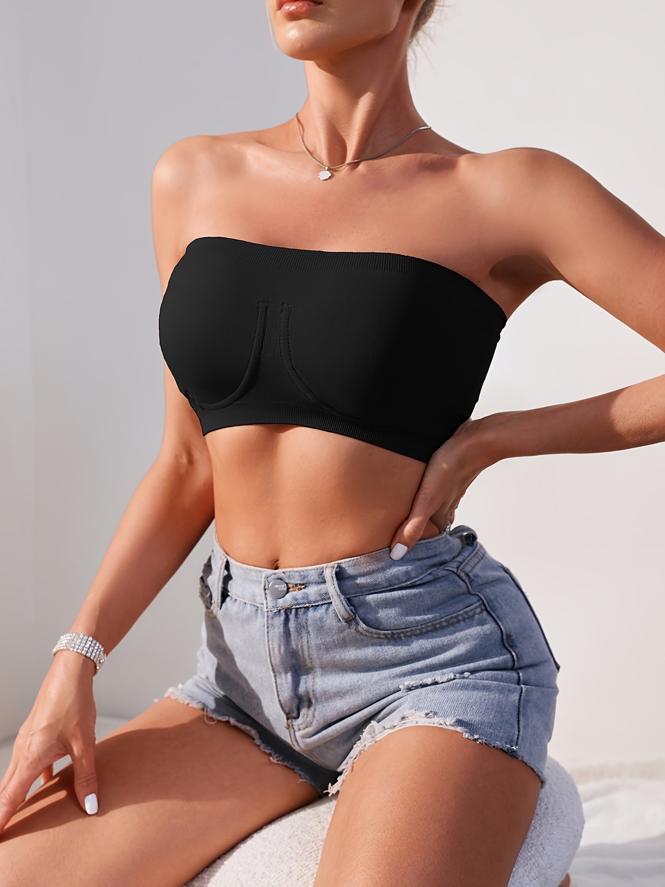 Women's Strapless Wireless Bra - 3-Pack Lace, Wireless detail view