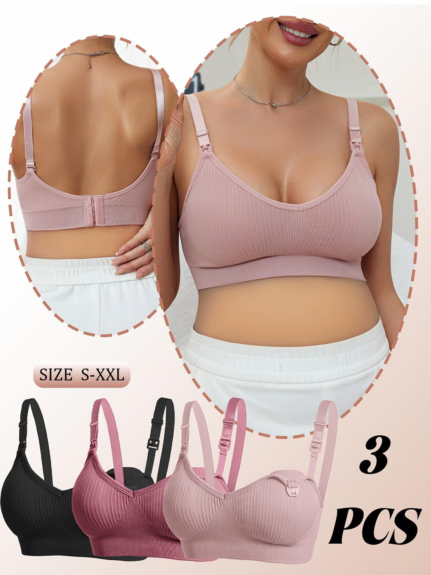 Women's Strapless Wireless Bra - 3-Pack Removable Pads, Everyday Support detail view