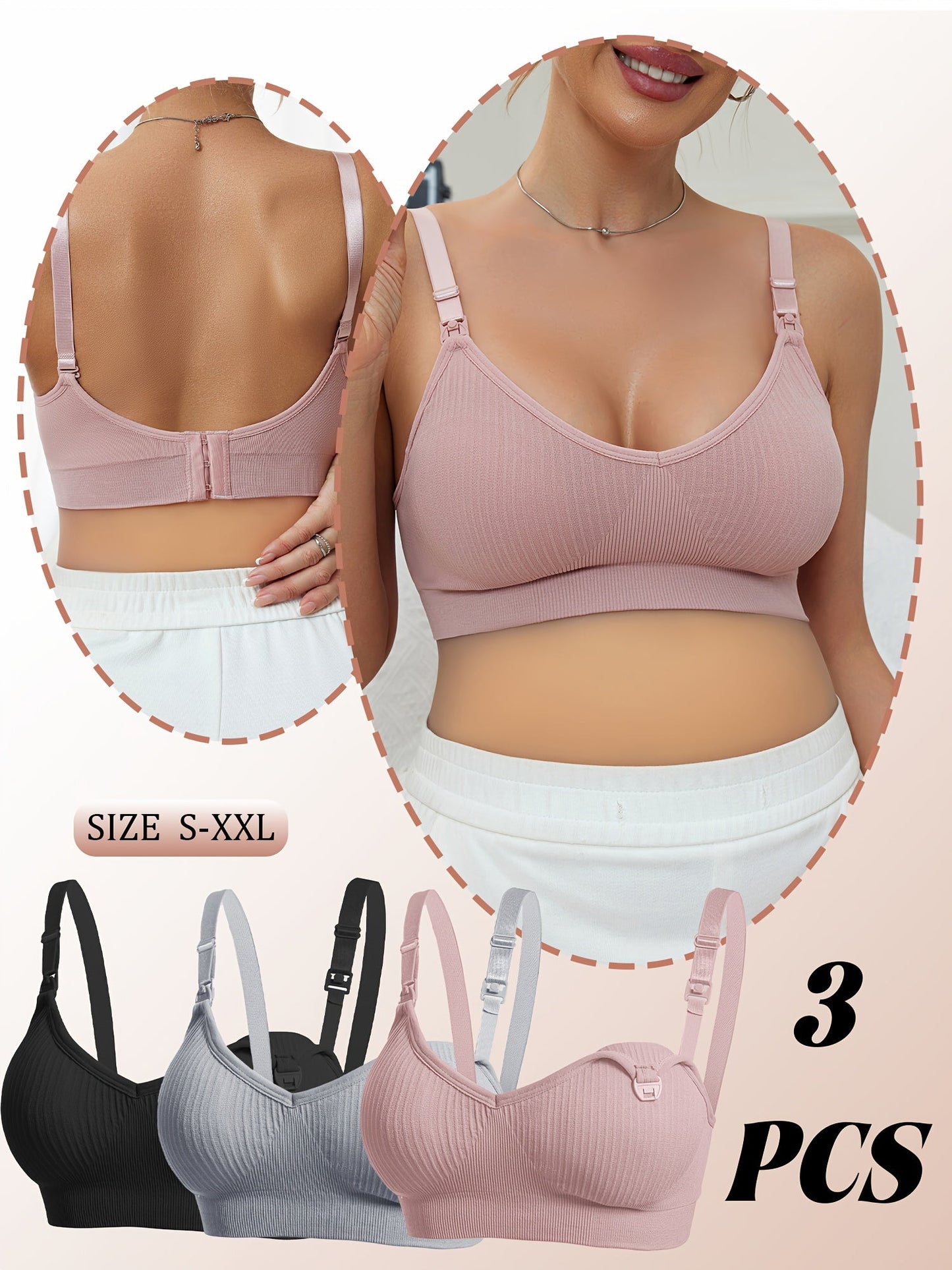 Women's Strapless Wireless Bra - 3-Pack Removable Pads, Everyday Support – orange option – view 3
