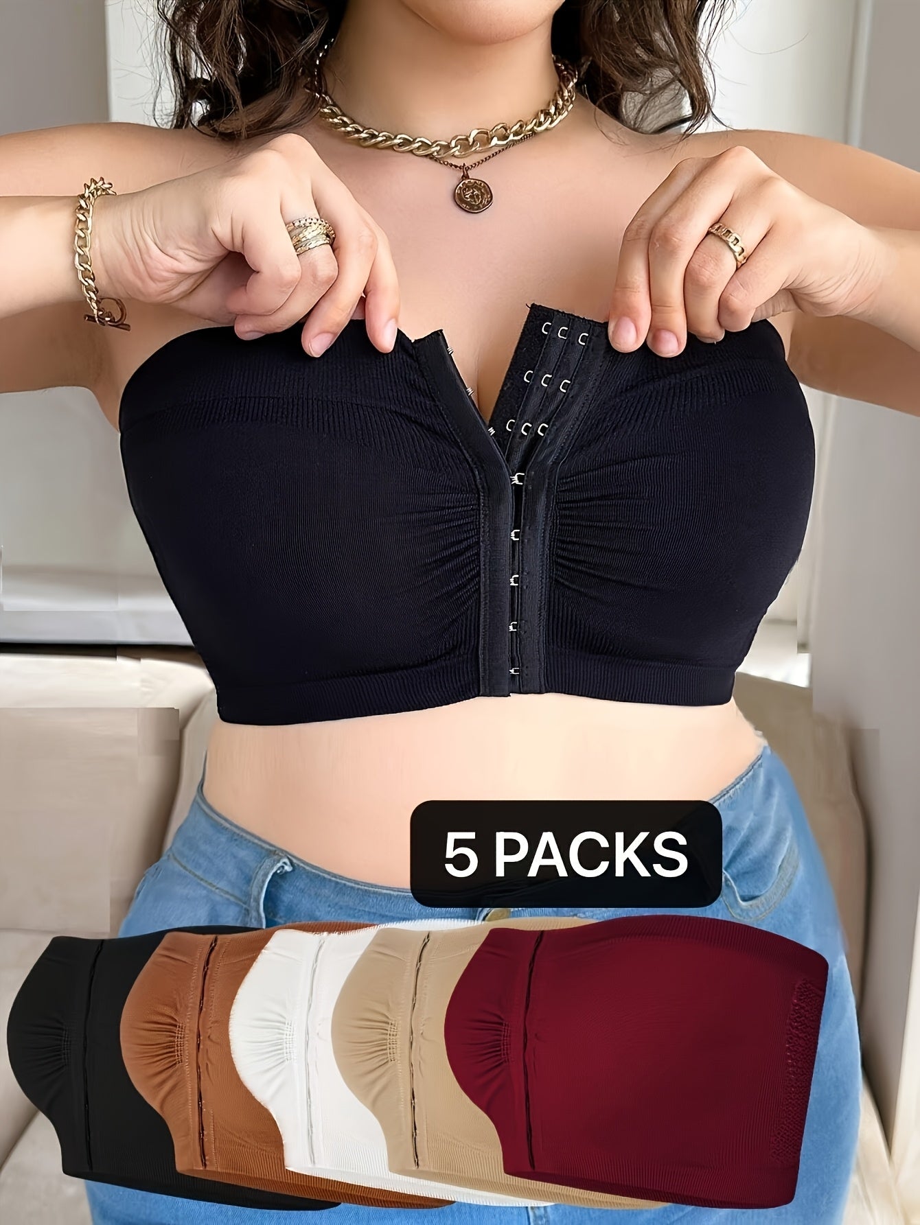Women's Strapless Wireless Bra - 5-Pack Unpadded, Medium Support – view 7