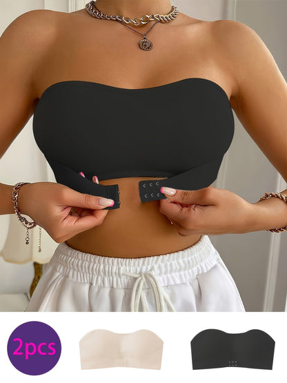 Women's Strapless Wireless Bra - Seamless, Wireless - Black+White – view 2