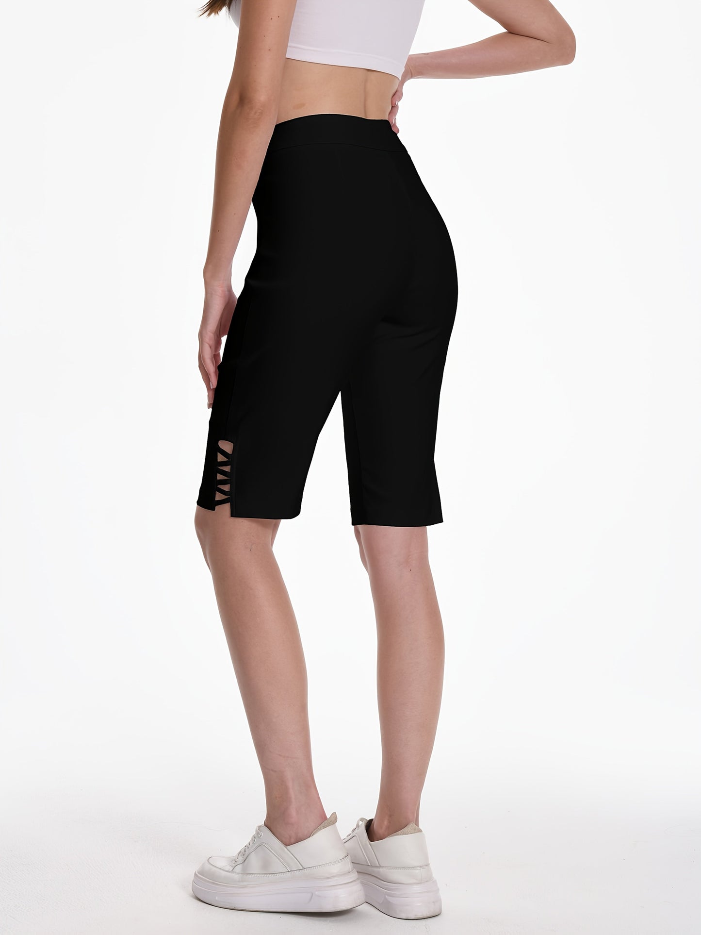 Women's Stretch Bermuda Shorts - Solid Color detail view