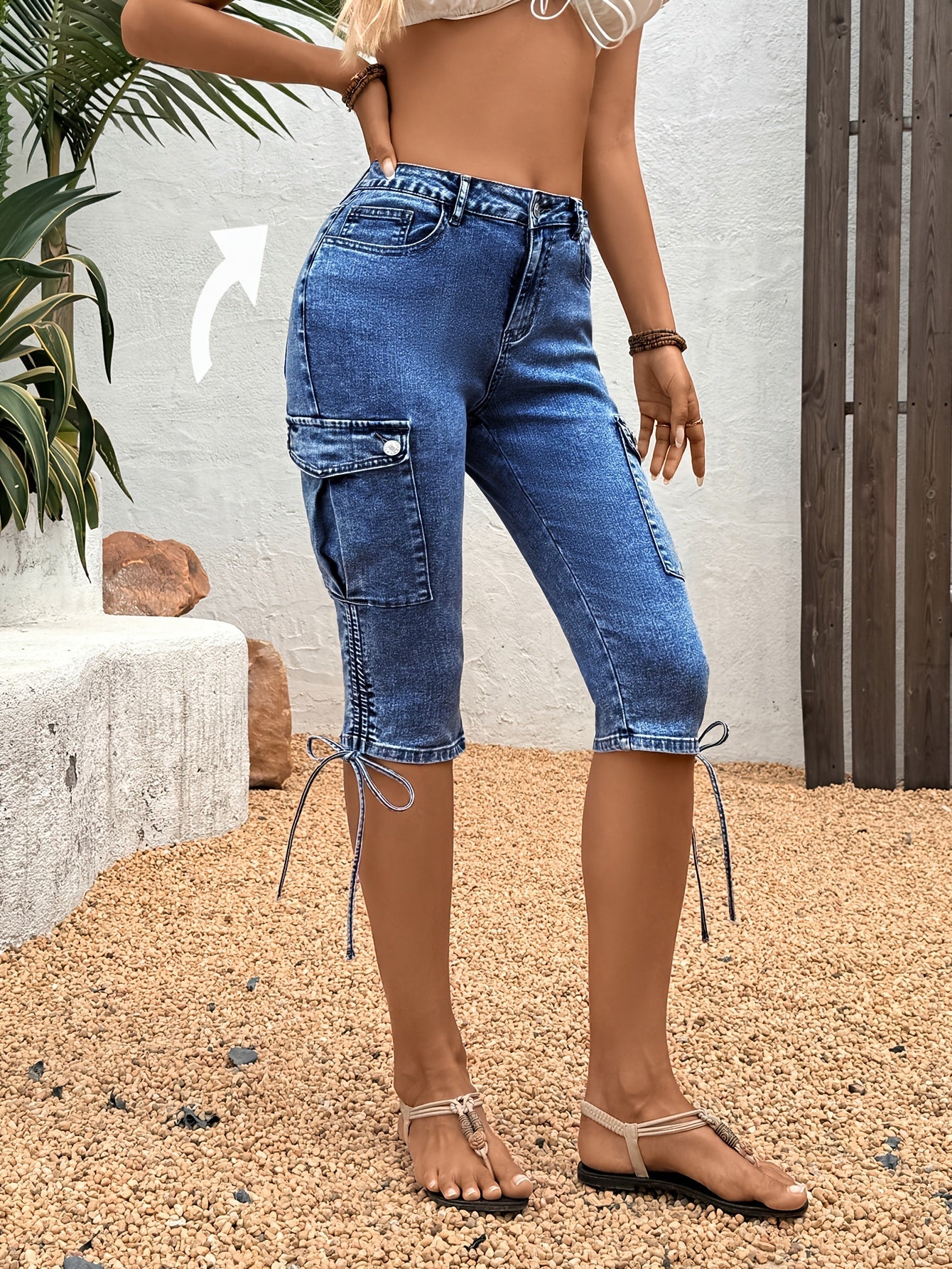 Women's Stretch Jeans - High-Waist Fit – Blue detail view
