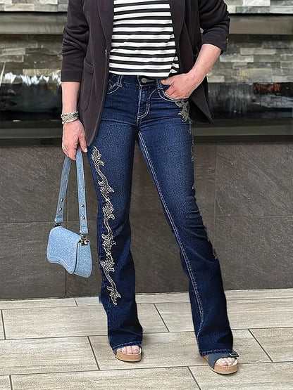 Women's Stretch Jeans - Stretch Comfort – Medium Blue Denim Wash 09413 detail view