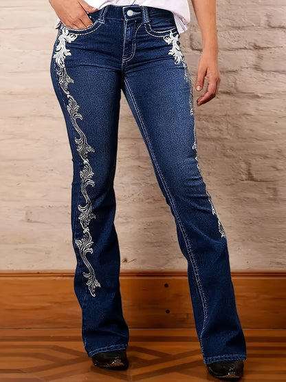 Women's Stretch Jeans - Stretch Comfort – Medium Blue Denim Wash 09413 detail view