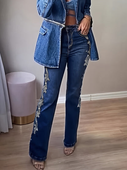 Women's Stretch Jeans - Stretch Comfort – Medium Blue Denim Wash 09413 detail view