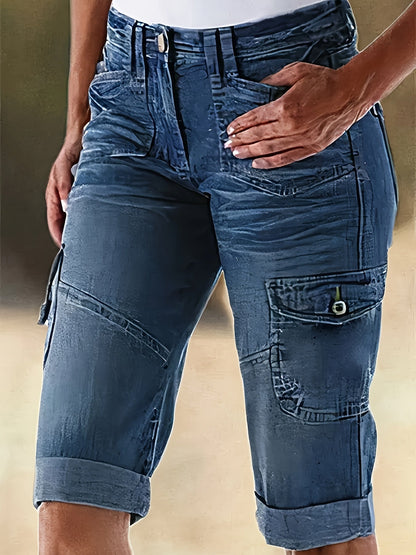 Women's Stretch Jeans - Stretch Comfort – Medium Blue Denim Wash 89989 detail view