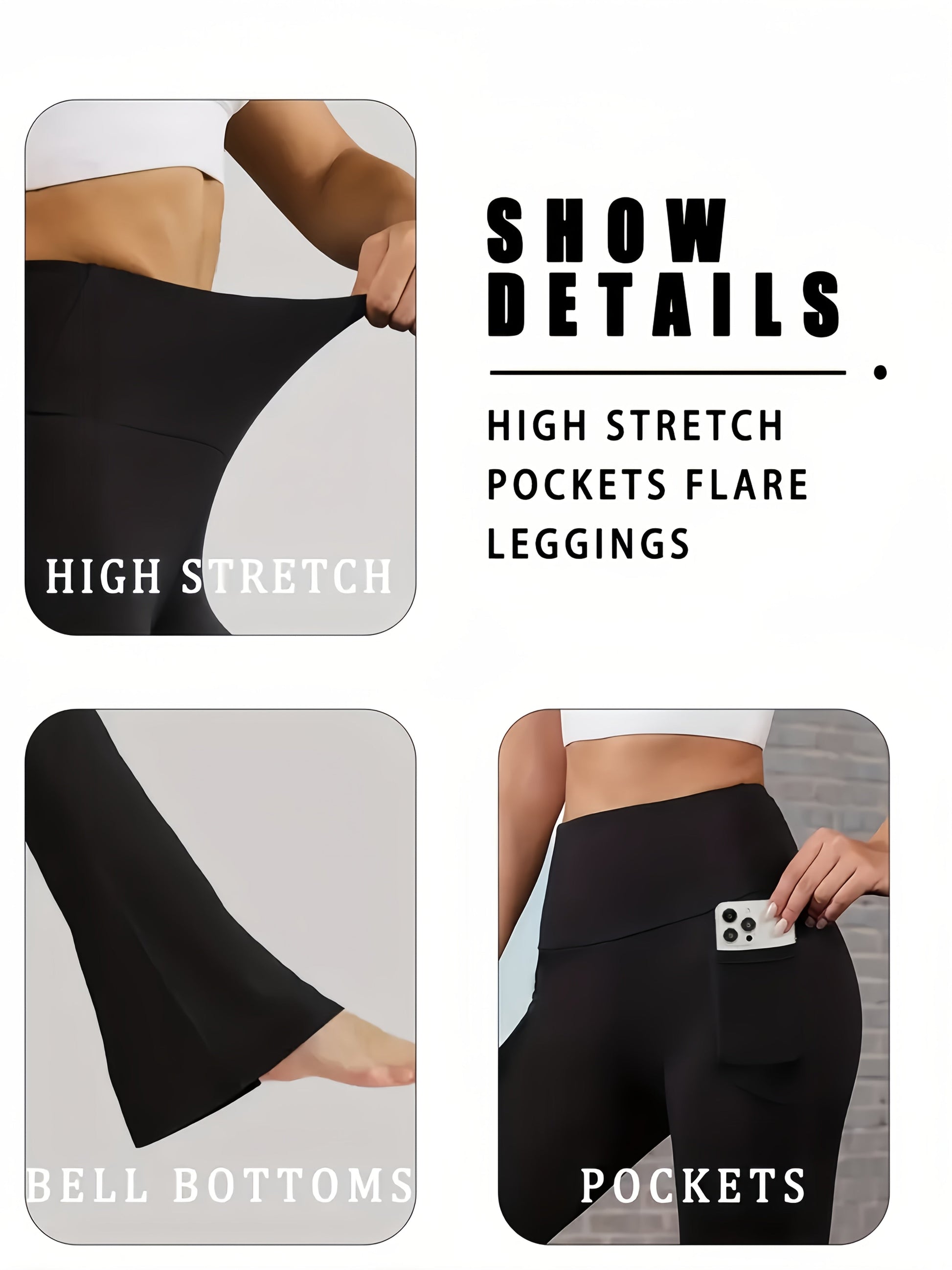 Women's Stretch Leggings - High-Waist Fit – 3-Color Selection detail view