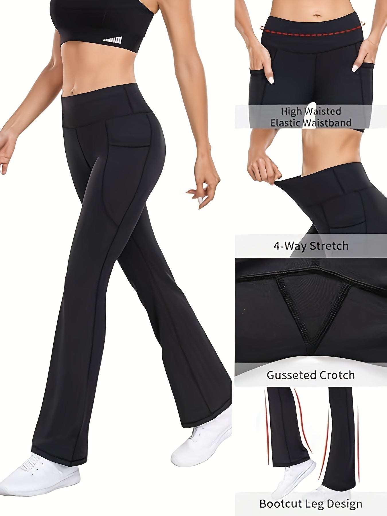 Women's Stretch Leggings - High-Waist Fit – 3-Color Selection detail view
