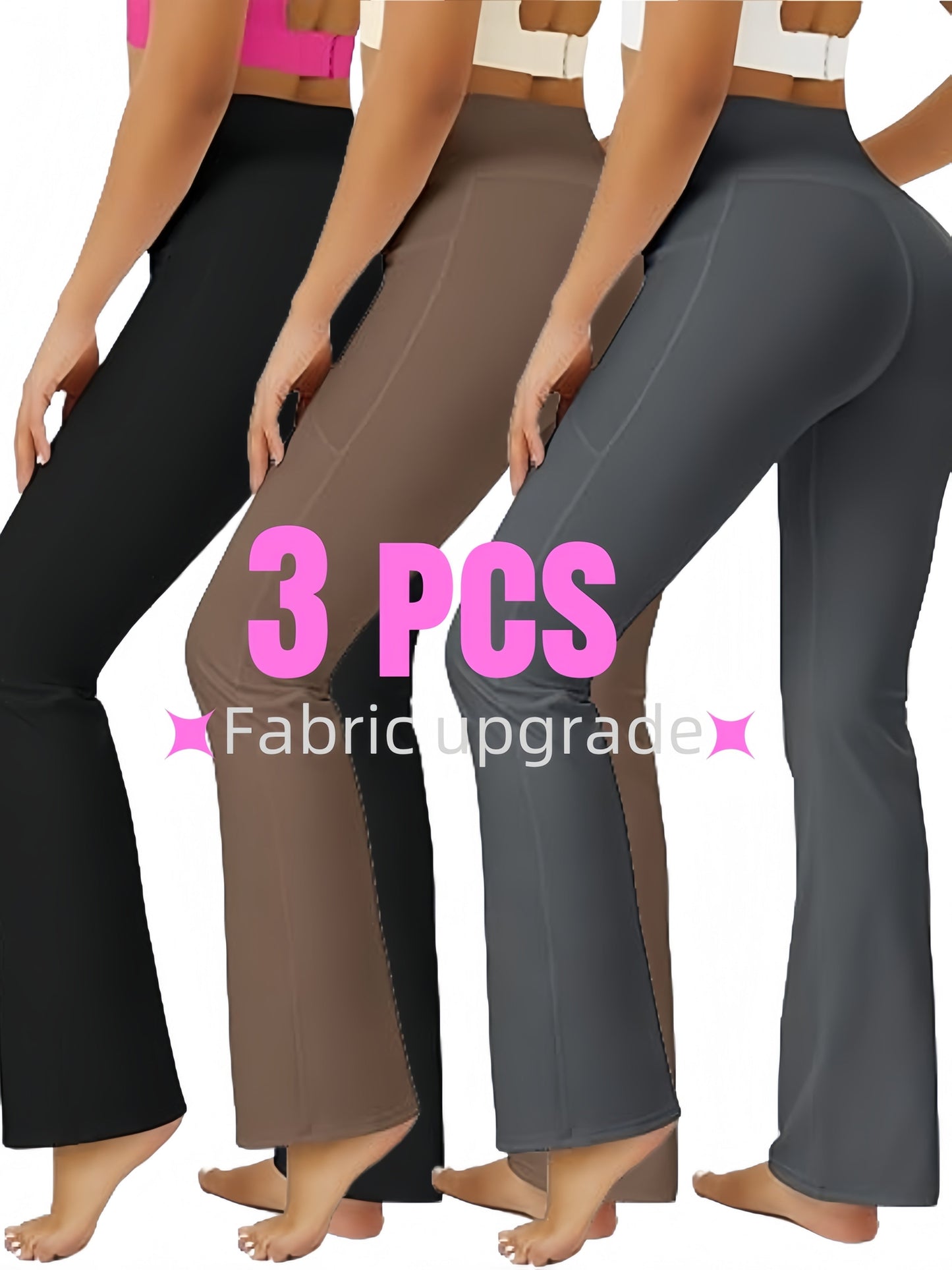 Women's Stretch Leggings - High-Waist Fit – 3-Color Selection – Black option – view 2