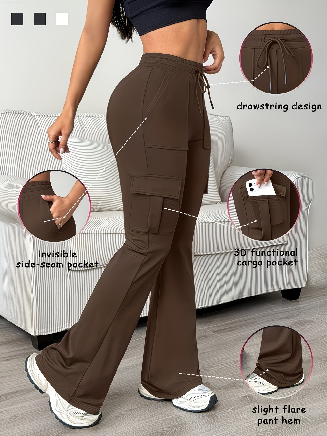 Women's Stretch Leggings - High-Waist Fit – 5-Color Selection detail view
