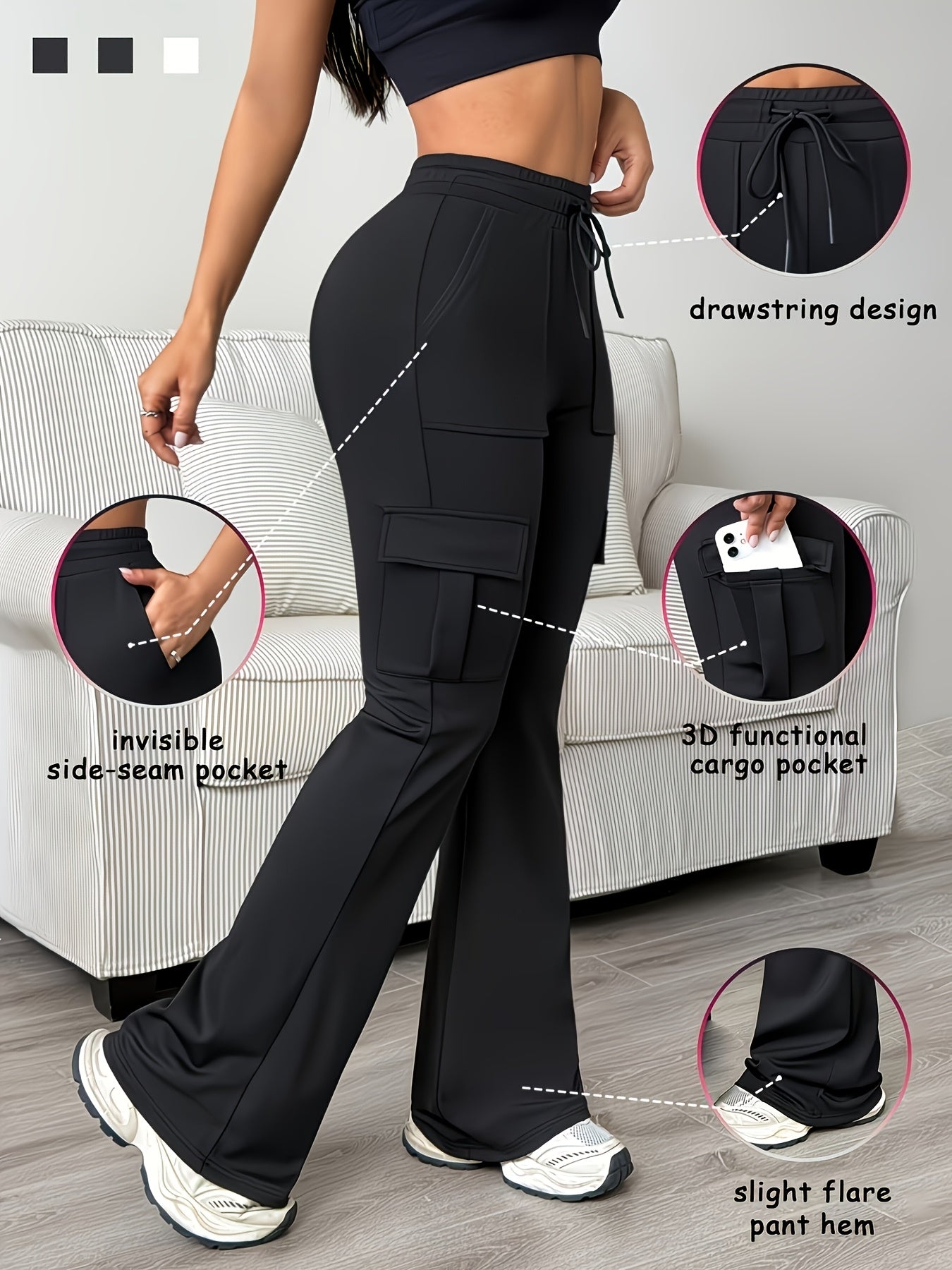 Women's Stretch Leggings - High-Waist Fit – 5-Color Selection detail view