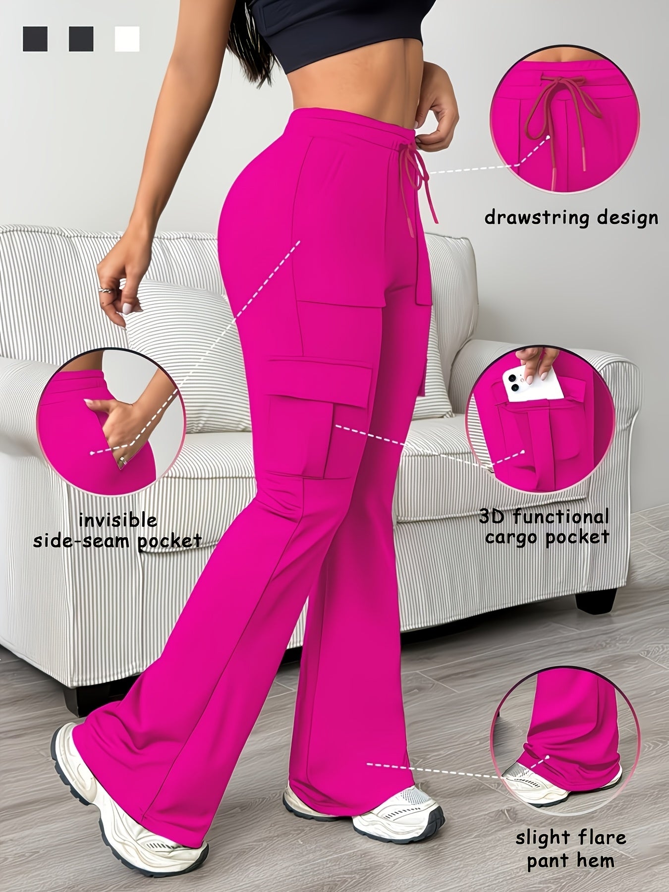 Women's Stretch Leggings - High-Waist Fit – 5-Color Selection detail view