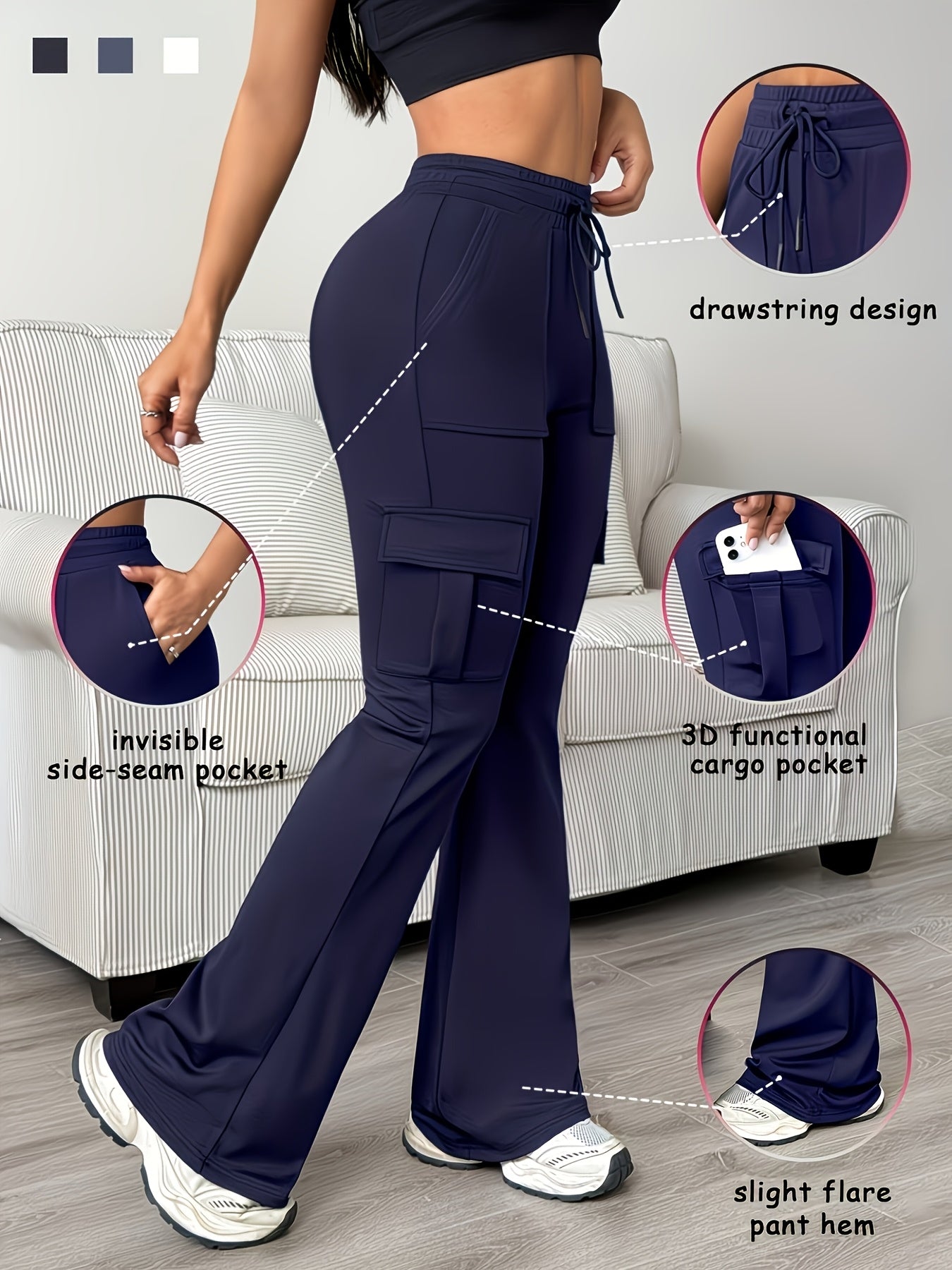 Women's Stretch Leggings - High-Waist Fit – 5-Color Selection detail view