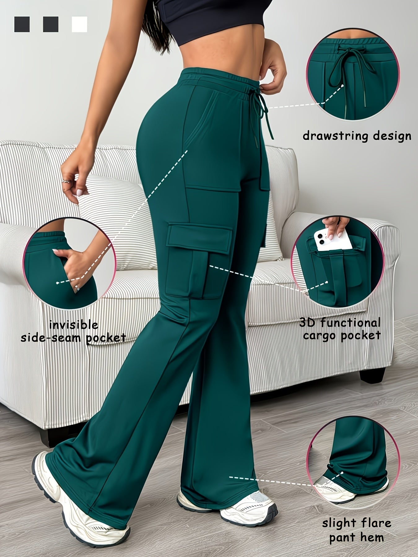 Women's Stretch Leggings - High-Waist Fit – 5-Color Selection detail view