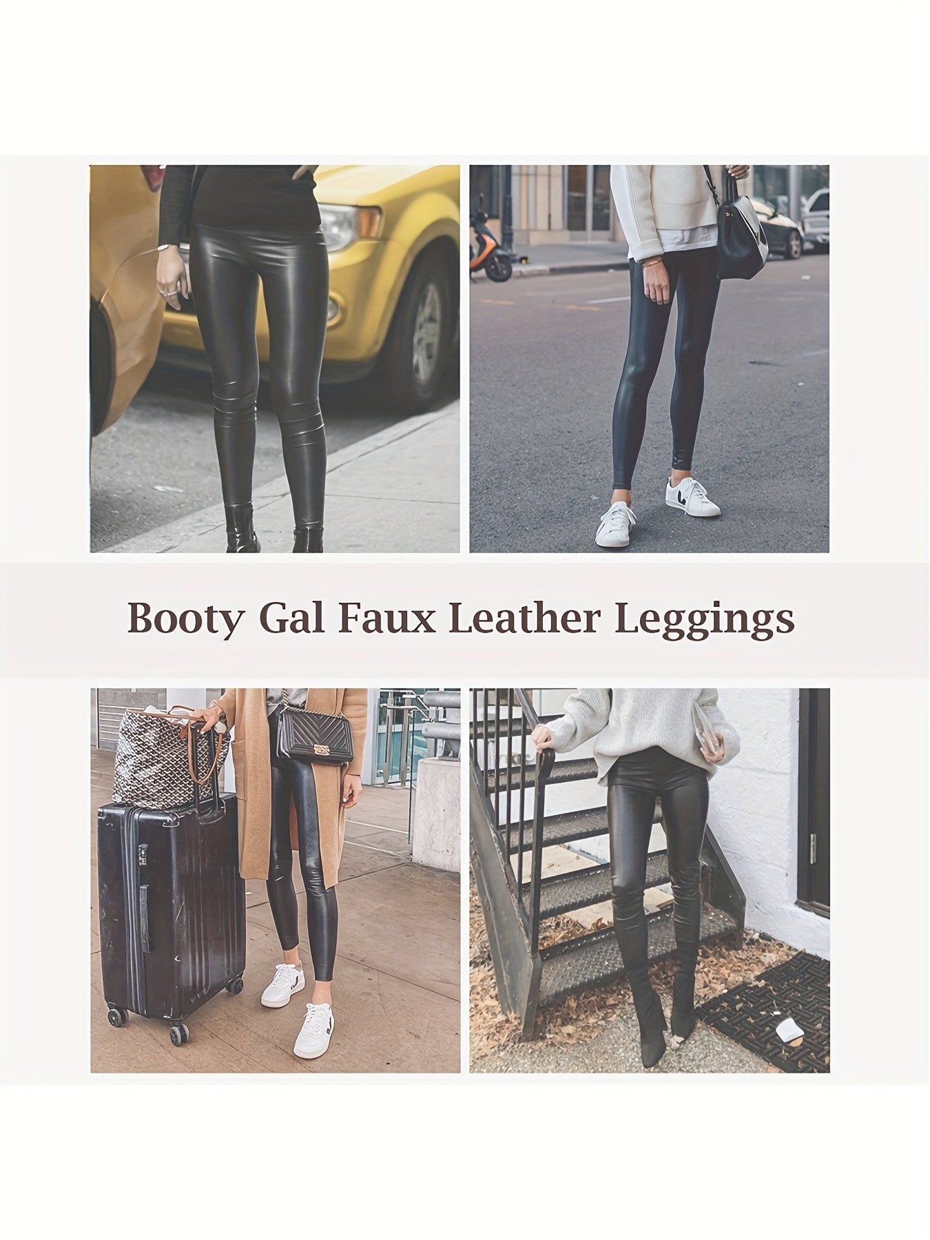 Women's Stretch Leggings - High-Waist Fit – Black – view 8