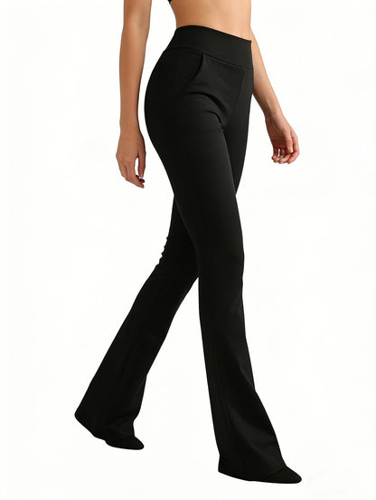 Women's Stretch Leggings - High-Waist Fit – Black & Coffee & Grey detail view