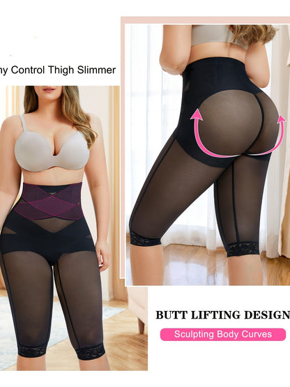Women's Stretch Leggings - High-Waist Fit – Black / Light Beige – view 6