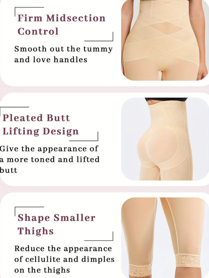 Women's Stretch Leggings - High-Waist Fit – Black / Light Beige – view 7