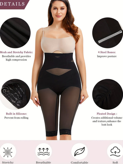 Women's Stretch Leggings - High-Waist Fit – Black / Light Beige – Black option – view 2