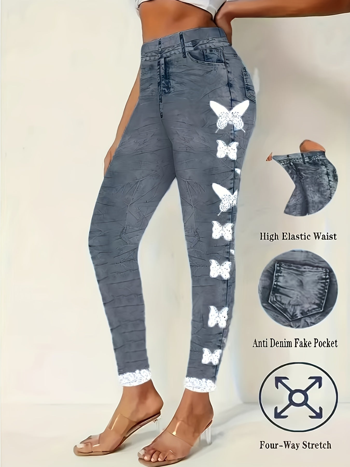 Women's Stretch Leggings - Stretch Comfort – Light Blue – main product image