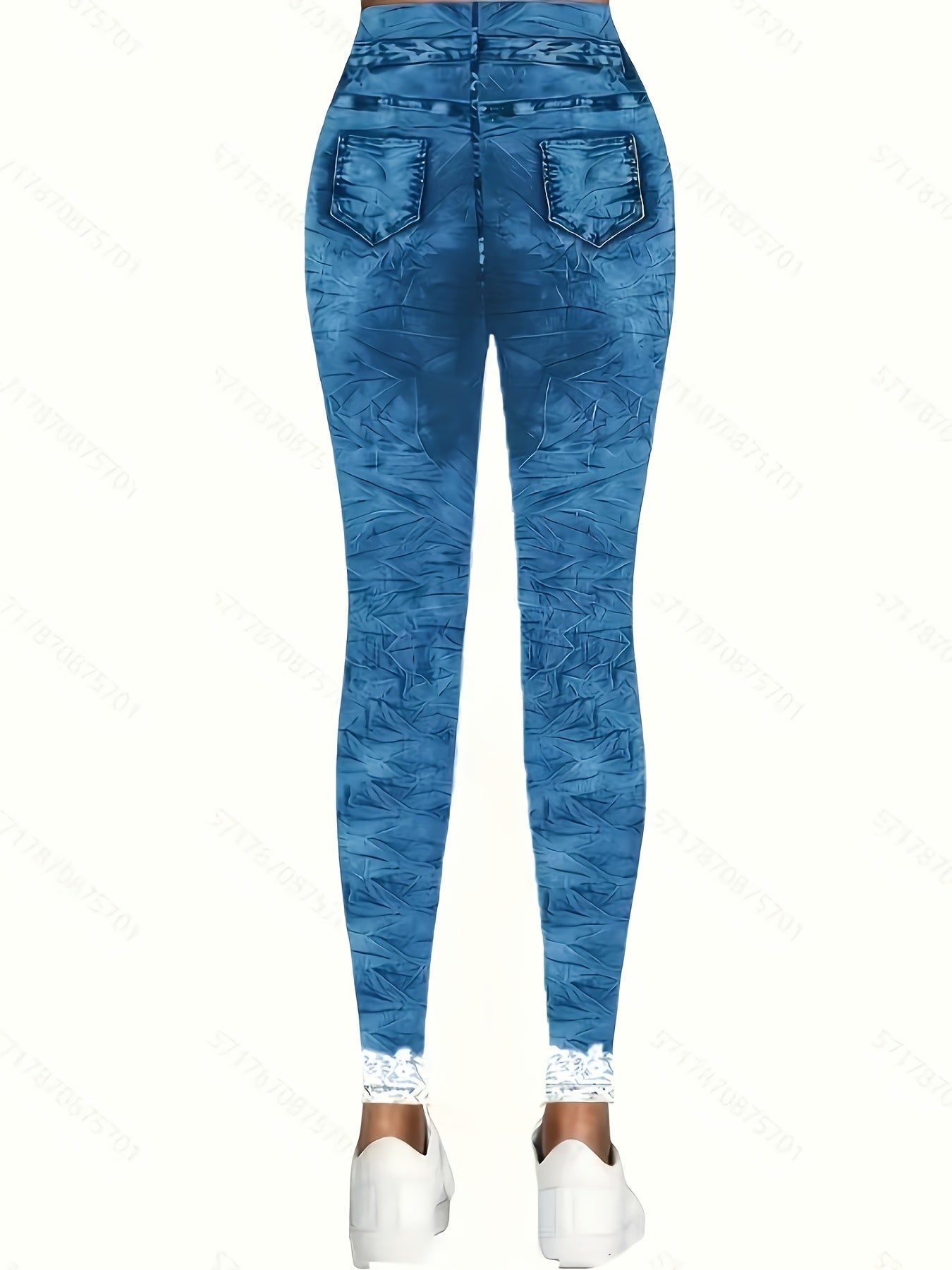 Women's Stretch Leggings - Stretch Comfort – Light Blue detail view