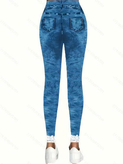 Women's Stretch Leggings - Stretch Comfort – Light Blue detail view